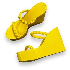 Carmen Sol Tonino Platform Wedge Sandals PVC Jelly Studded Straps Yellow 37/US7